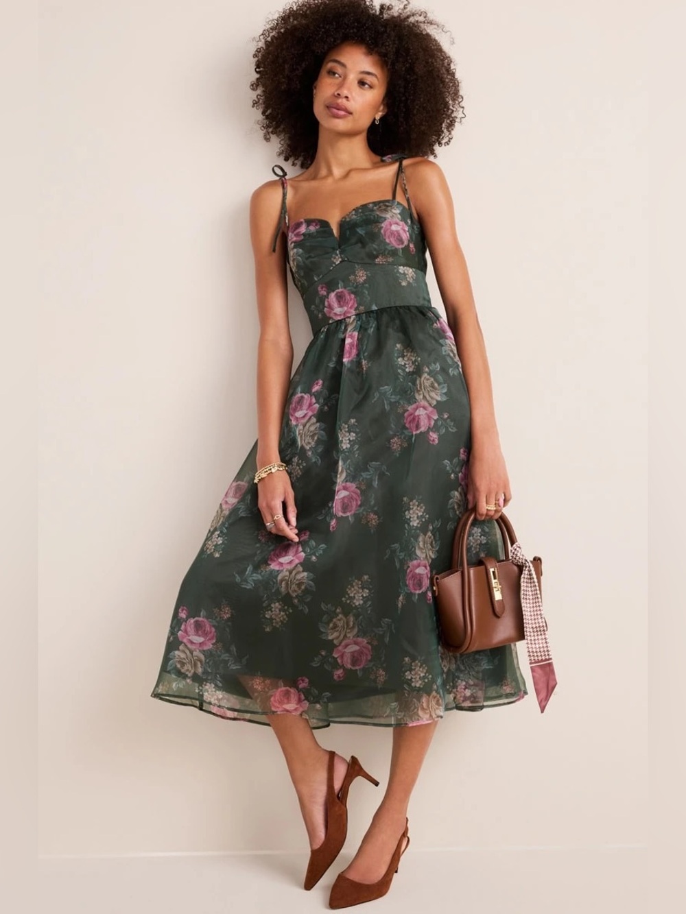 Francesca’s Katy Floral Tulle Midi Dress Size S NWT